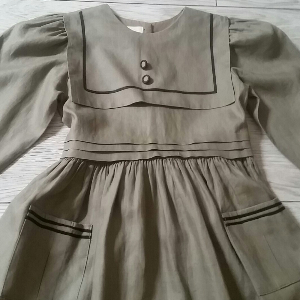 Vintage Paper White Girl's Linen Dress 6X - Picture 2 of 11